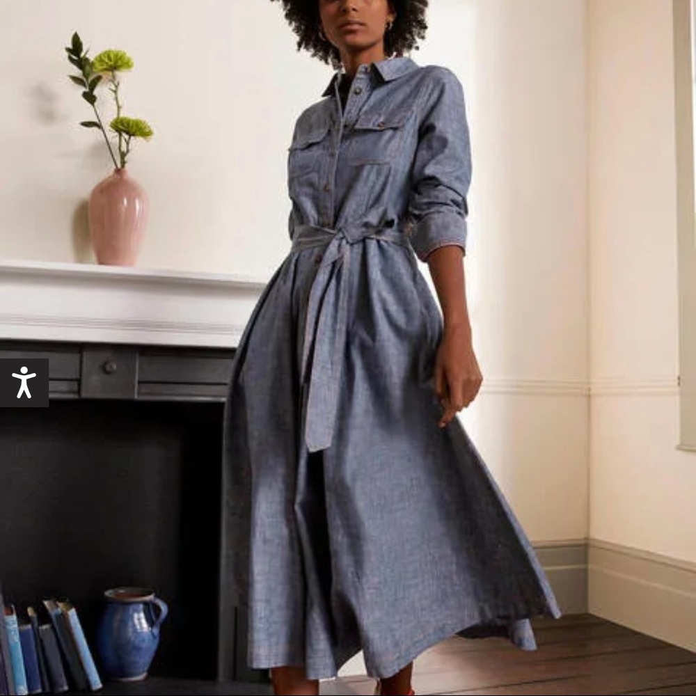Boden Colette Chambray Midi Dress Mid Vintage - size 8P